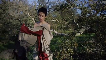 A Young Woman Pleasures Herself In The Role Of A Maid