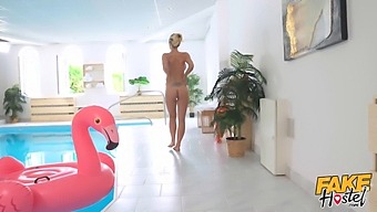 Mature Blonde Nathaly Cherie And Her Big Breasts Indulge In Anal Pleasure By The Pool